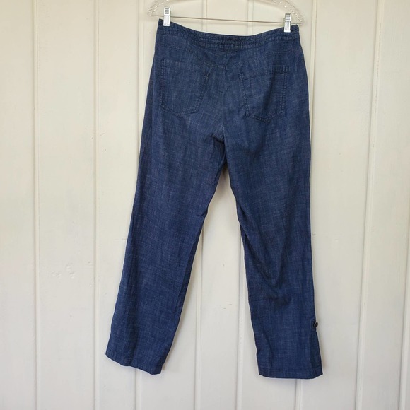 Talbots Signature Mid Rise Chambray Drawstring Roll Up Cuff Ankle Pants Womens 8 - Picture 8 of 9